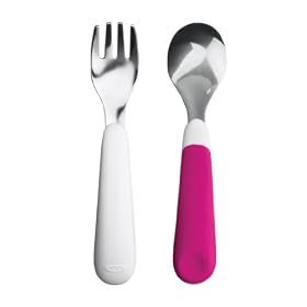 OXO Tot Fork and Spoon Set (Raspberry)