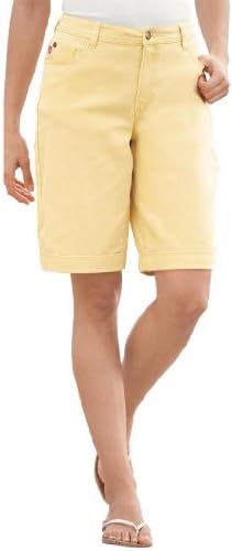 Plus Size Shorts, In Stretch Denim With 5-Pockets And Cuffs