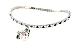 Anklet - A73 - Swarovski (tm) Crystal - Stretch ~ Black and White with Bug Shoe Charm