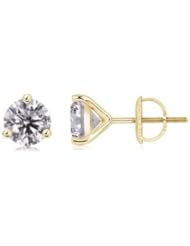 2 ct Solitaire Diamond Stud Earrings in Yellow Gold