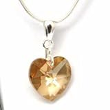 18mm Brown Heart Crystal Pendant made with Crystallized Swarovski Elements on 18 Snake Chain