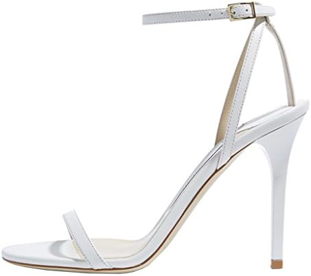 Shoexy Women's White Ankle Strap Shoes Open Toes High Heel Party Dress Summer Sandals 14 M US