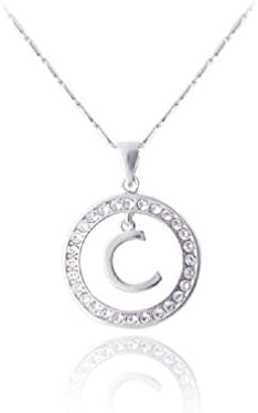 Black Friday Swarovski Crystal Elements Alphabet Initial Letter "C" Pendant Necklace - 18"
