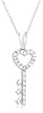 10k White Gold Diamond Key Pendant (1/8 cttw, I-J Color, I2-I3 Clarity)