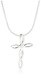 Image of WHITE ICE Sterling Silver DN239 Womens Diamond Twist Cross 16