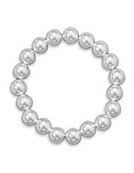 Sterling Silver Bead Stretch Bracelet (10mm)