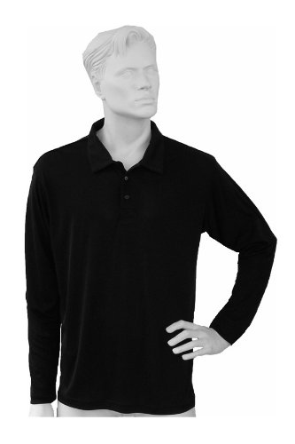 Seide pur, Poloshirt, Langarm, 100% Seide, Schwarz 