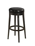Armen Living Leather Swivel Barstool Black Leather