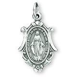 Sterling Silver Miraculous Medal and 18-inch Chain