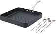 Calphalon Commercial Hard Anodized Collector`s Edition 11-Inch Square Grill Pan with 4 Skewers