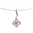 Sterling Silver Pink Pearl Flower Design Pendant Necklace