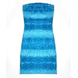 Exotic Dancer Short Stretch Tube Dress SURFER BLUE Ocean Water Print - Lycra / Spandex