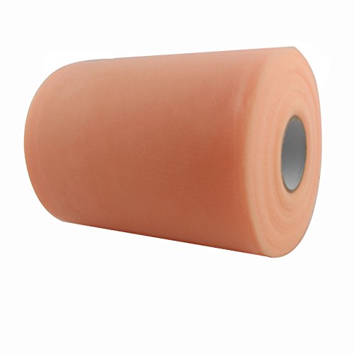 OurWarm® 6 Inch x 100 Yards (300FT) Tulle Roll Spool Tutu Skirt Fabric Wedding Party Gift Bow Craft (Peach)