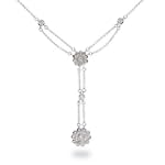 Sterling Silver Double Drop CZ Rose Necklace