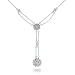 Eve's Addiction Sterling Silver Double Drop CZ Rose Necklace