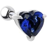 Sterling Silver 925 Sapphire Cubic Zirconia HEART Cartilage Earring