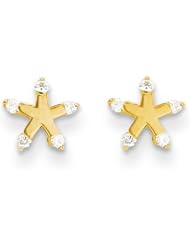 MadiK® Kids Collection 14k Yellow Gold Polished Mini Star w/ CZ Post Earrings