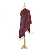 Olive N Figs 100% Silk Rectangle Design Blood Red Shawl/Wrap