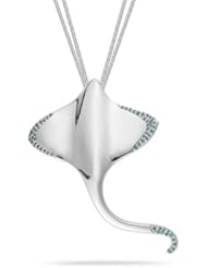 0.36 Cts Blue Diamond Fish Pendant in Silver