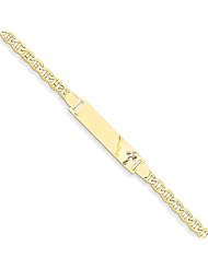 14k Pave Baby Id Figaro W/Cross Bracelet