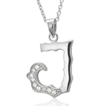 Men's Sterling Silver Alphabet Initial Letter J Diamond Pendant Necklace (HI, I, 0.07 carat)