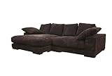 Dark Brown Ribbed Microfiber Sectional Sofa