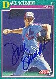 Dave Schmidt, Montreal Expos, 1991 Score Autographed Card
