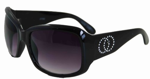 DYVS638C-Black Frame UV Sunglasses With Rhinestones