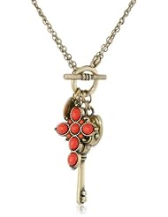 NINE WEST VINTAGE AMERICA "Found Objects" Brass Coral Multi-Charm Convertible Pendant Necklace, 36"