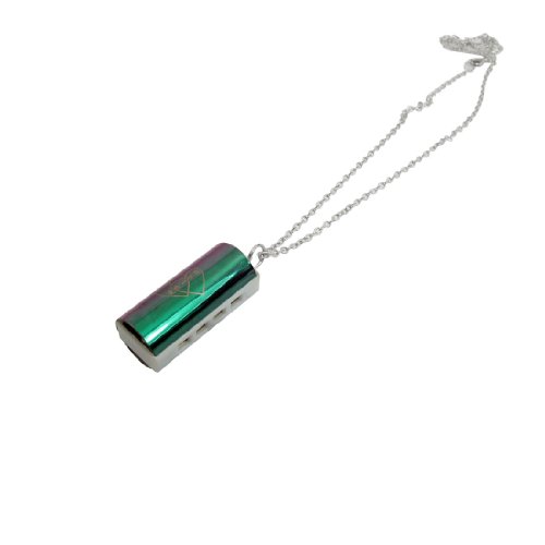 Como 24.4″ Necklace Style Metal Plastic 4 Hole 8 Tone Mini Mouth Organ Green