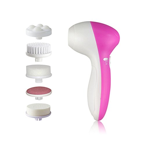 Ckeyin Â® 5 in 1 Electric Facial and Body Cleansing Brush/Multi-Function Portable Facial Skin Care Electric Massager/Scrubber with Facial Latex Brush Cosmetic Sponge