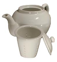 3 Cup White Porcelain Tea Pot with Infuser - 16 oz Teapot