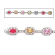 STERLING SILVER MULTI-COLOR C.Z. BRACELET, 7.5"