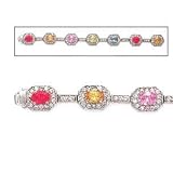 STERLING SILVER MULTI-COLOR C.Z. BRACELET, 7.5"