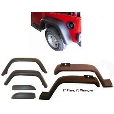Rugged Ridge 11607.01 7in Fender Flare 6pc Kit w/ Hardware For 1987-95 Wrangler YJ
