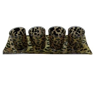 5 PIECE SAFARI LEOPARD VOTIVE SET