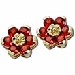14kt Yellow Gold Floral Garnet Earrings