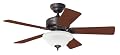 Hunter 20413 Auberville 44-Inch Five-Light Dark Cherry/Medium Oak-Blades-Ceiling Fan, New Bronze