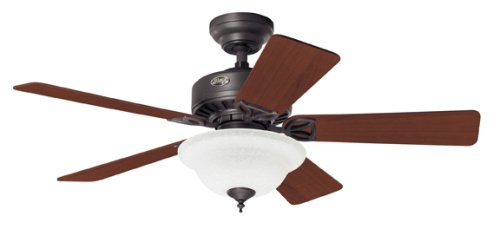 Hunter 20413 Auberville 44-Inch Five-Light Dark Cherry/Medium Oak-Blades-Ceiling Fan, New Bronze