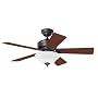 Hunter 20413 Auberville 44-Inch New Bronze Ceiling Fan with Light and 5 Dark-Cherry/Medium-Oak Blades