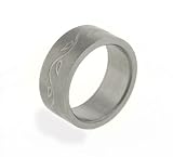 8mm Titanium Brushed Satin Vines and Leaves Wedding Band Ring (Size 6,7,8,9,10,11,12)