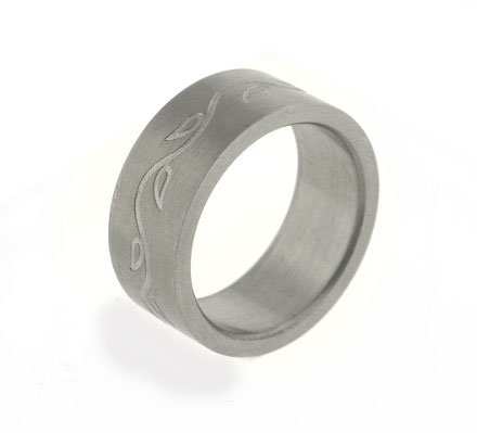 8mm Titanium Brushed Satin Vines and Leaves Wedding Band Ring (Size 6,7,8,9,10,11,12)