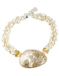 Meg Carter Designs Abalone Shell, Mother of Pearl, Citrine and Freshwater Pearl "Curtain Bluff" Necklace in Citrine