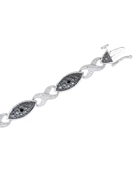 925 Sterling Silver 0.25ctw Black and White Fashion Diamond Bracelet
