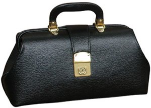 Black Leather Specialist Bags With Brass Fittings: 14" x 8" x 5"