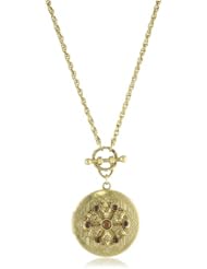 1928 Jewelry Gold-Tone and Topaz Hues Faux Toggle Locket Necklace