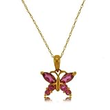 10K Rose Gold Butterfly Pendant W Pink Tourmaline Gems