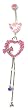 Stainless Steel Belly Ring with Pink Crystals - Dangling Heart with Ribbon