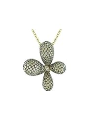 9 Carat White and Champagne Diamond 18K Yellow Gold Pendant w/Chain