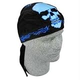 Road Hog, Flydanna®, 100% Cotton, Blue Tribal Skull